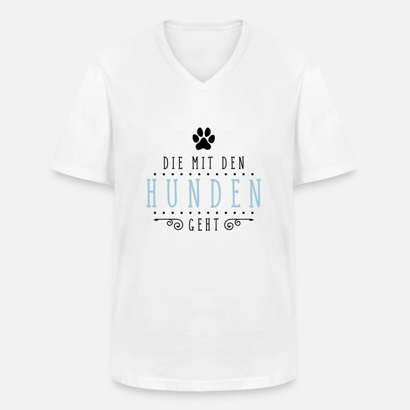 die mit den hunden geht - Männer-T-Shirt mit V-Ausschnitt - Weiß