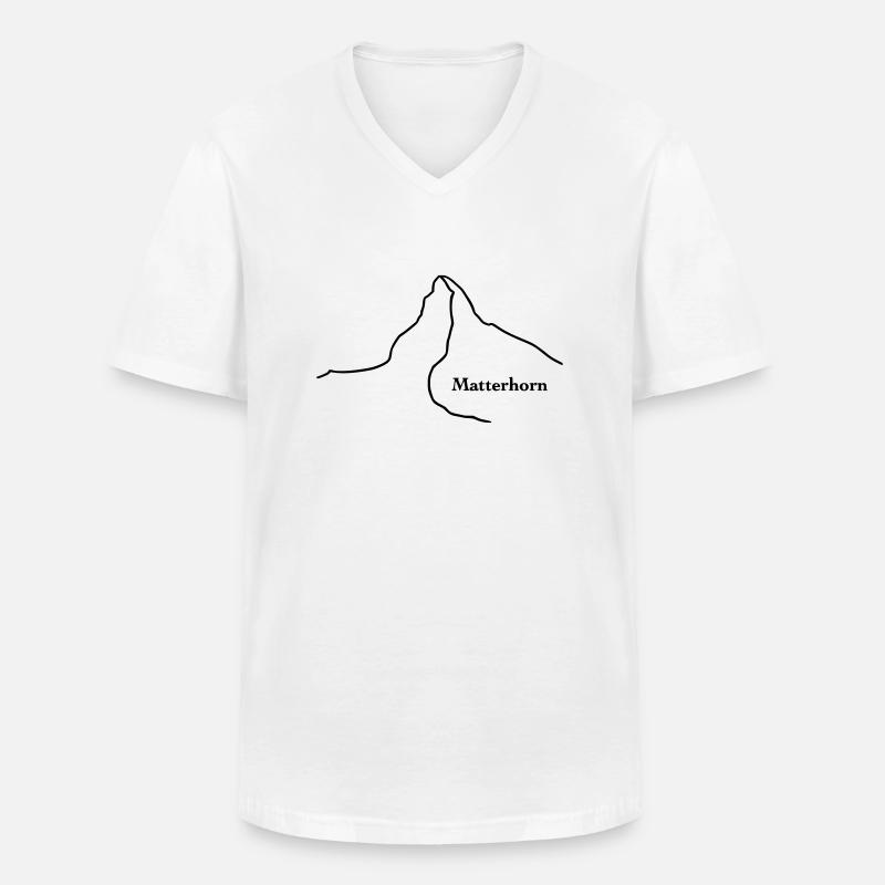Matterhorn mit Text - Männer-T-Shirt mit V-Ausschnitt - Weiß