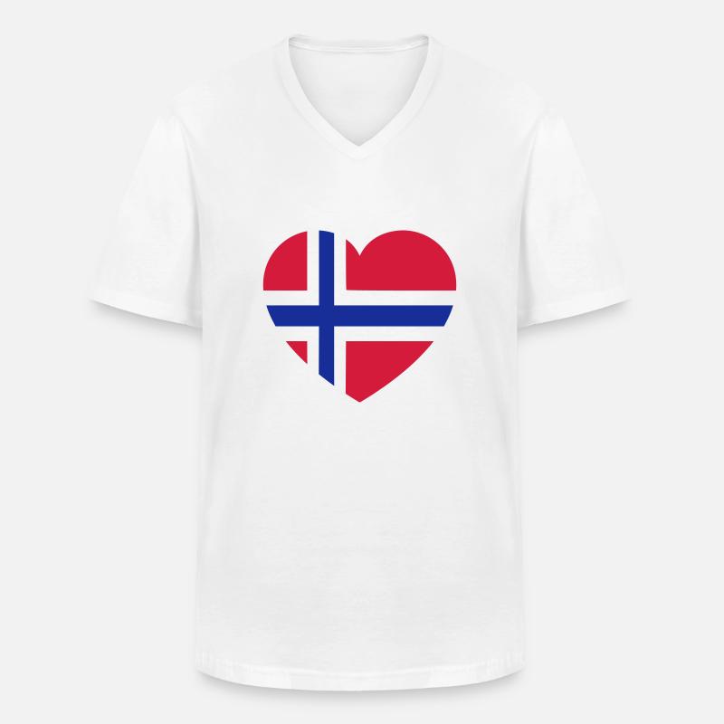norway - Männer-T-Shirt mit V-Ausschnitt - Weiß