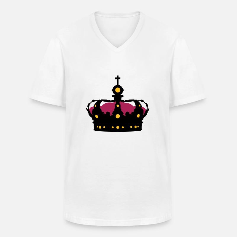 Krone - Männer-T-Shirt mit V-Ausschnitt - Weiß