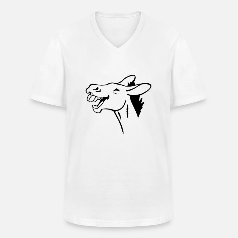 lachender Esel - Männer-T-Shirt mit V-Ausschnitt - Weiß