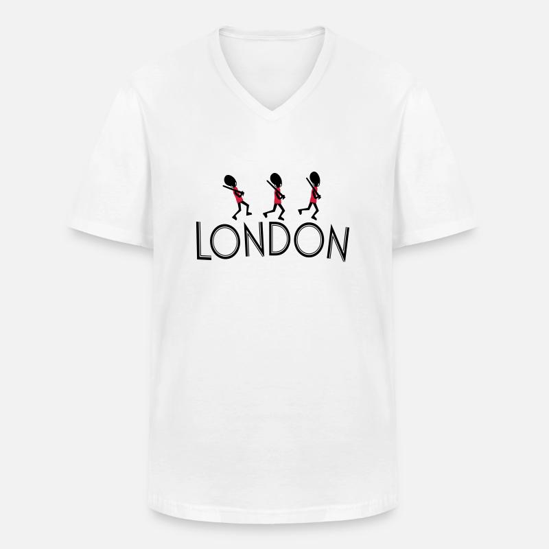 London_text_Qurards - Männer-T-Shirt mit V-Ausschnitt - Weiß