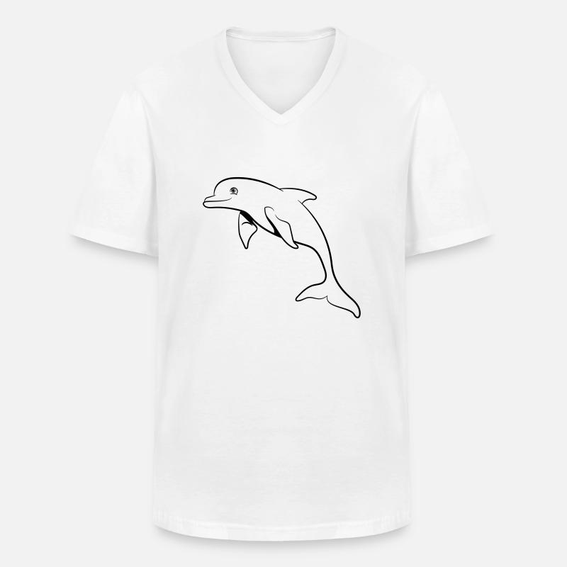 delfin süss springen - Männer-T-Shirt mit V-Ausschnitt - Weiß