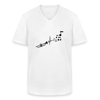 Instrument Trompette Notes - T-shirt col V Homme - blanc - Devant - AI Model Male 185 light (185cm)