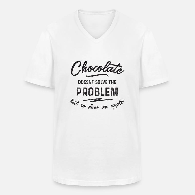 Chocolate doesn't solve the problem - Men's V-Neck T-Shirt - white