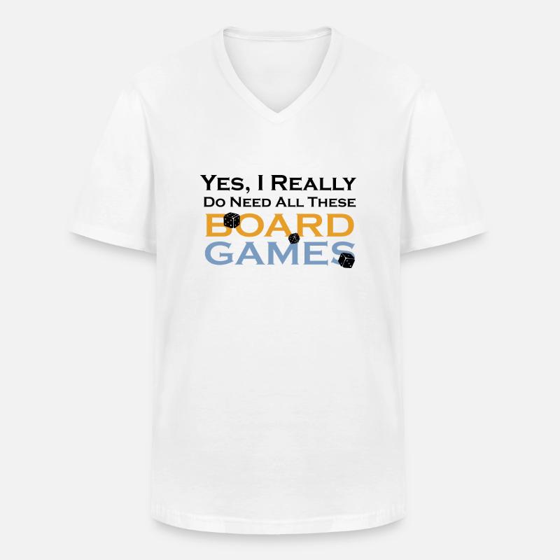 boardgame chess backgammon game night - Männer-T-Shirt mit V-Ausschnitt - Weiß