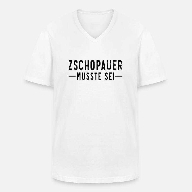 Zschopauer musste sei - Männer-T-Shirt mit V-Ausschnitt - Weiß