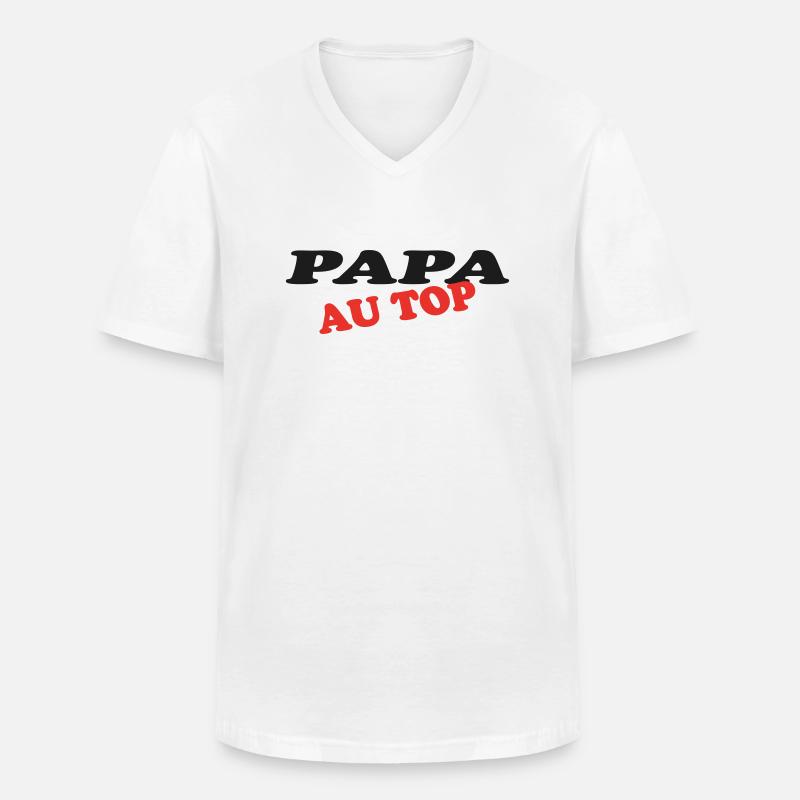 PAPA AN DER SPITZE - Männer-T-Shirt mit V-Ausschnitt - Weiß