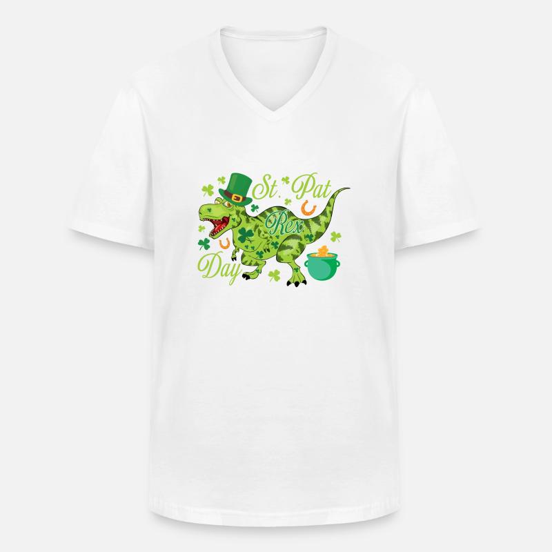 St. Patrick's Day T-Rex - Männer-T-Shirt mit V-Ausschnitt - Weiß