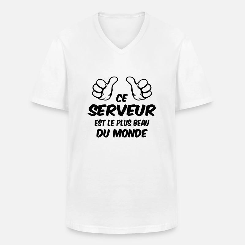 BESTER SERVER - Männer-T-Shirt mit V-Ausschnitt - Weiß