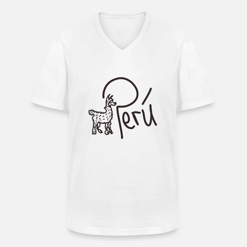 Peru handschrift mit tier - Männer-T-Shirt mit V-Ausschnitt - Weiß