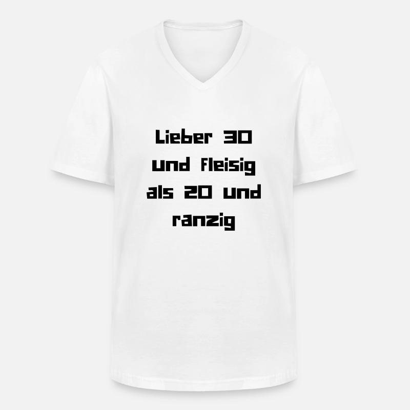 30er - Männer-T-Shirt mit V-Ausschnitt - Weiß