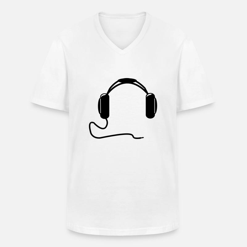 DJ Kopfhörer - Männer-T-Shirt mit V-Ausschnitt - Weiß