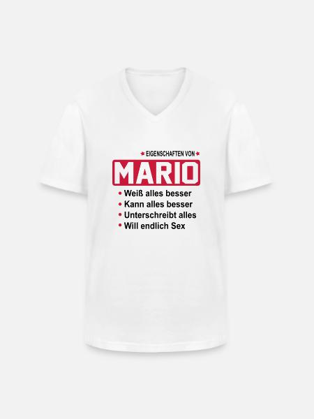 mario - Männer-T-Shirt mit V-Ausschnitt - Weiß