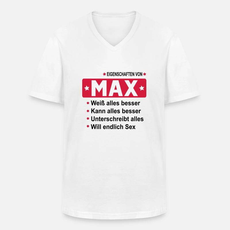 max - Männer-T-Shirt mit V-Ausschnitt - Weiß