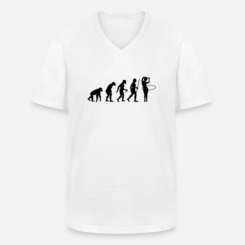 Evolution Hula Hoop - Männer-T-Shirt mit V-Ausschnitt - Weiß