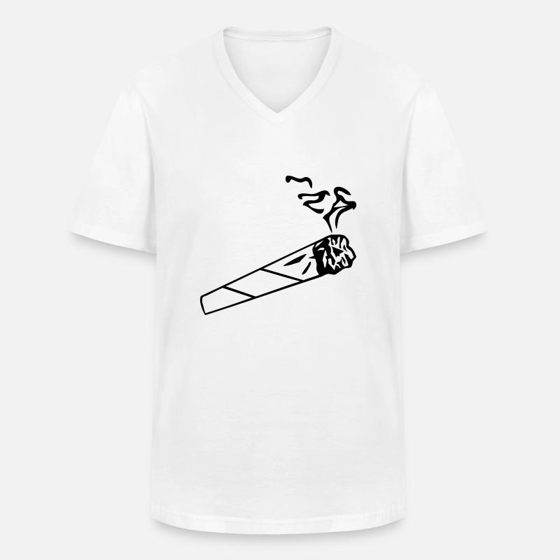 Joint - Zigarette - Männer-T-Shirt mit V-Ausschnitt - Weiß