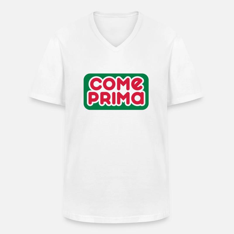 Come Prima - Anpassbare - Männer-T-Shirt mit V-Ausschnitt - Weiß