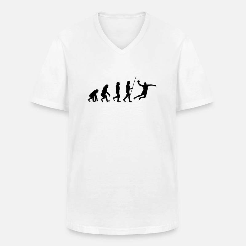 Handball Sport Geschenk Evolution - Männer-T-Shirt mit V-Ausschnitt - Weiß