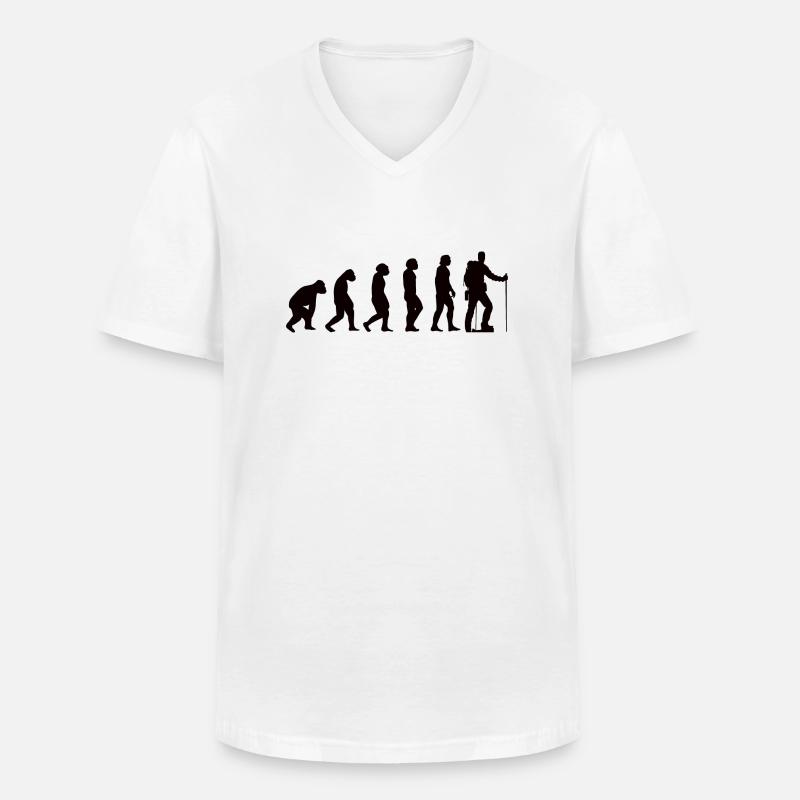 Wandern Evolution Bergsteigen Wanderung Berge - Männer-T-Shirt mit V-Ausschnitt - Weiß