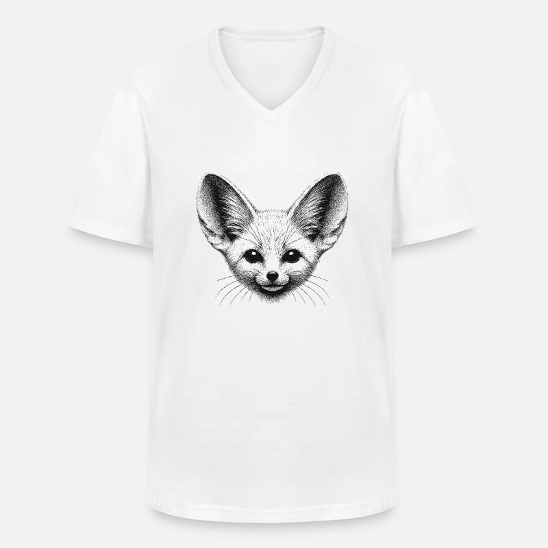 Fennek - Männer-T-Shirt mit V-Ausschnitt - Weiß