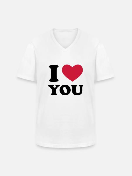 I Love You - Männer-T-Shirt mit V-Ausschnitt - Weiß