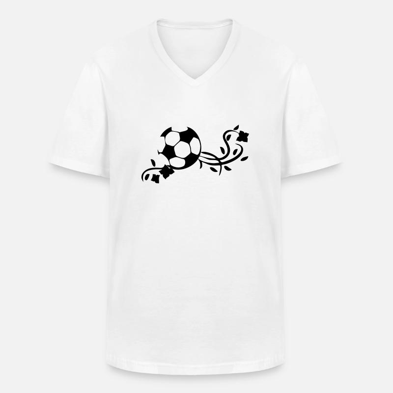 Fußball - Männer-T-Shirt mit V-Ausschnitt - Weiß