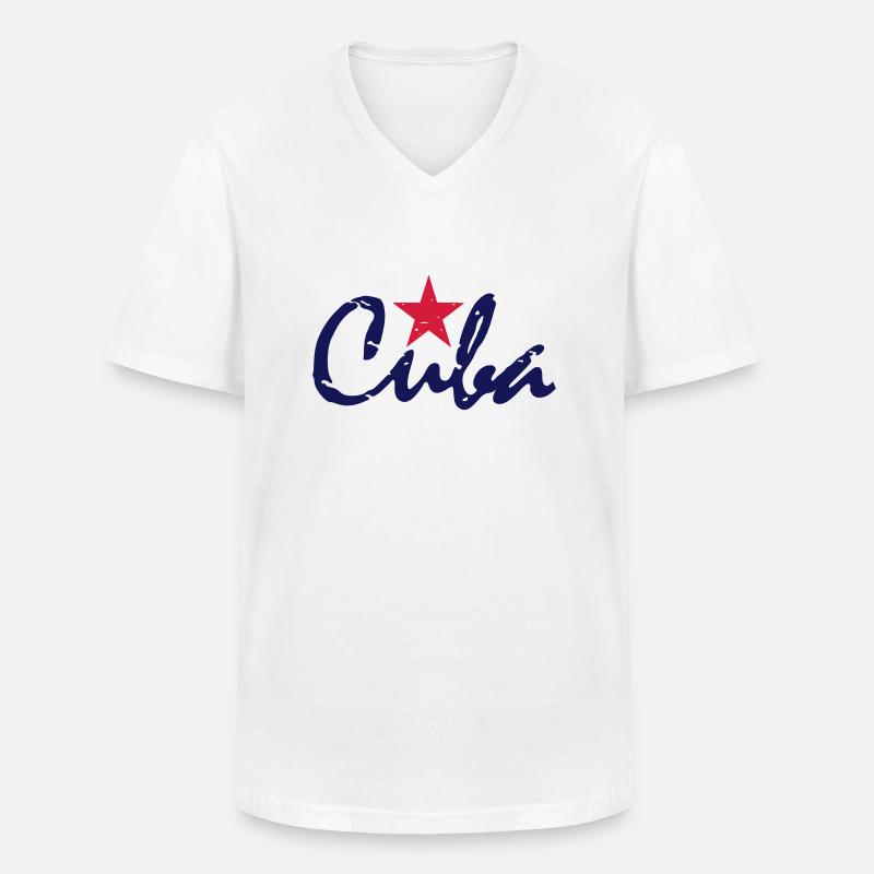 cuba_vec_2 de - Männer-T-Shirt mit V-Ausschnitt - Weiß