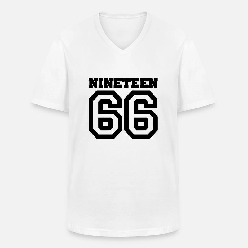 1966 - Männer-T-Shirt mit V-Ausschnitt - Weiß