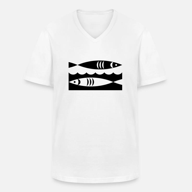 Fische - Männer-T-Shirt mit V-Ausschnitt - Weiß