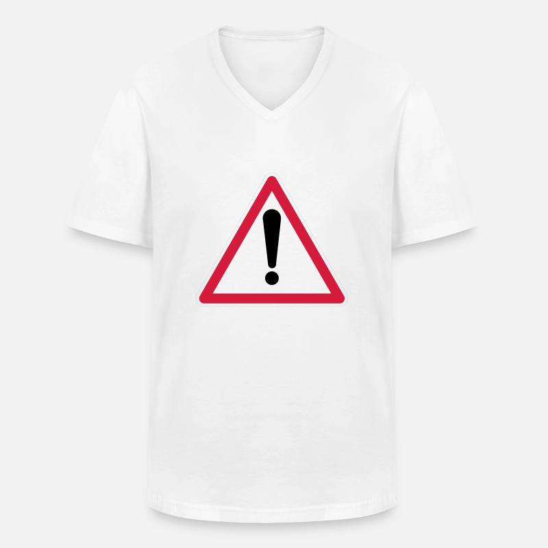 Warning! - Men's V-Neck T-Shirt - white