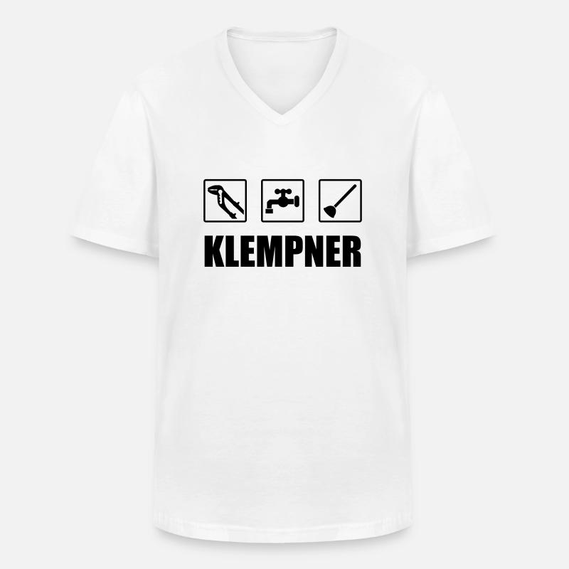 Klempner Logo - Männer-T-Shirt mit V-Ausschnitt - Weiß
