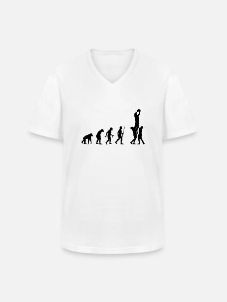 L'évolution de Rugby - T-shirt col V Homme - blanc