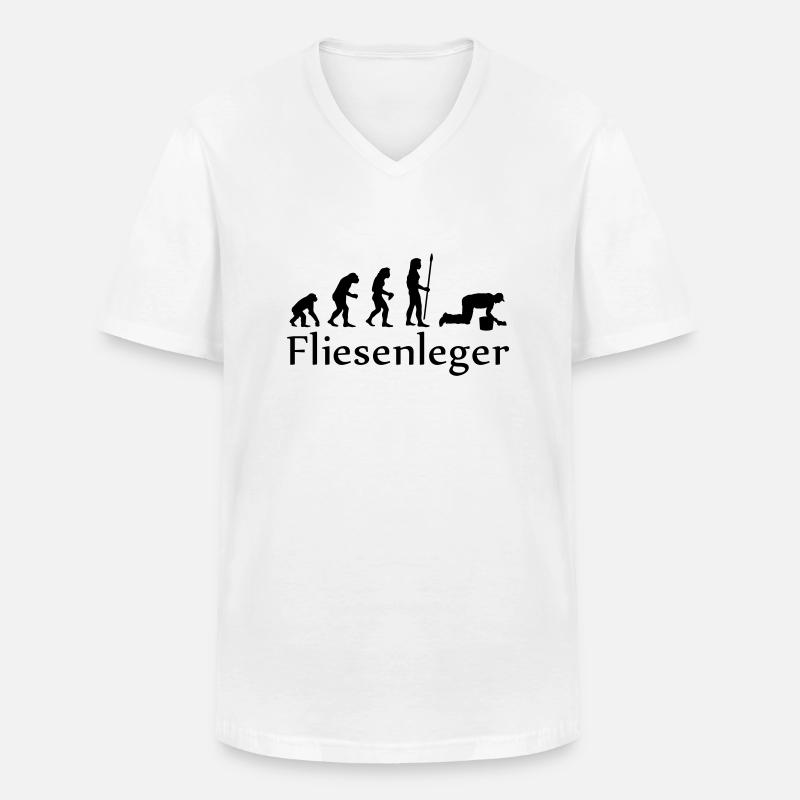 evolution_fliesenleger - T-shirt col V Homme - blanc