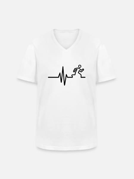 Courir - T-shirt col V Homme - blanc