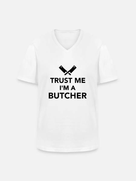 Fleischer - Männer-T-Shirt mit V-Ausschnitt - Weiß