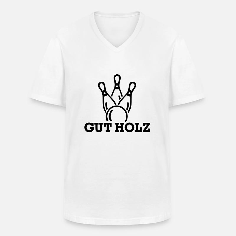 Kegeln - Männer-T-Shirt mit V-Ausschnitt - Weiß