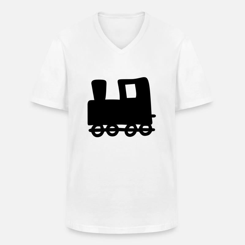 Dampflok - Zeichnung - Männer-T-Shirt mit V-Ausschnitt - Weiß