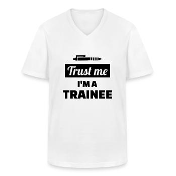Trainee - Männer-T-Shirt mit V-Ausschnitt - Weiß - Vorne - AI Model Male 185 light (185cm)