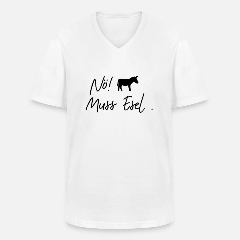 nö muss esel - Männer-T-Shirt mit V-Ausschnitt - Weiß