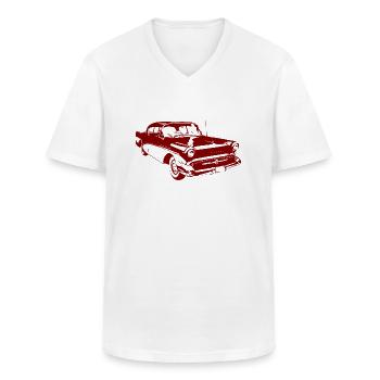 Vintage trader - old car - red - Men's V-Neck T-Shirt - white - Front - AI Model Male 185 light (185cm)