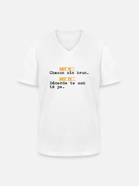 T shirt chti humour article 21 - T-shirt col V Homme - blanc