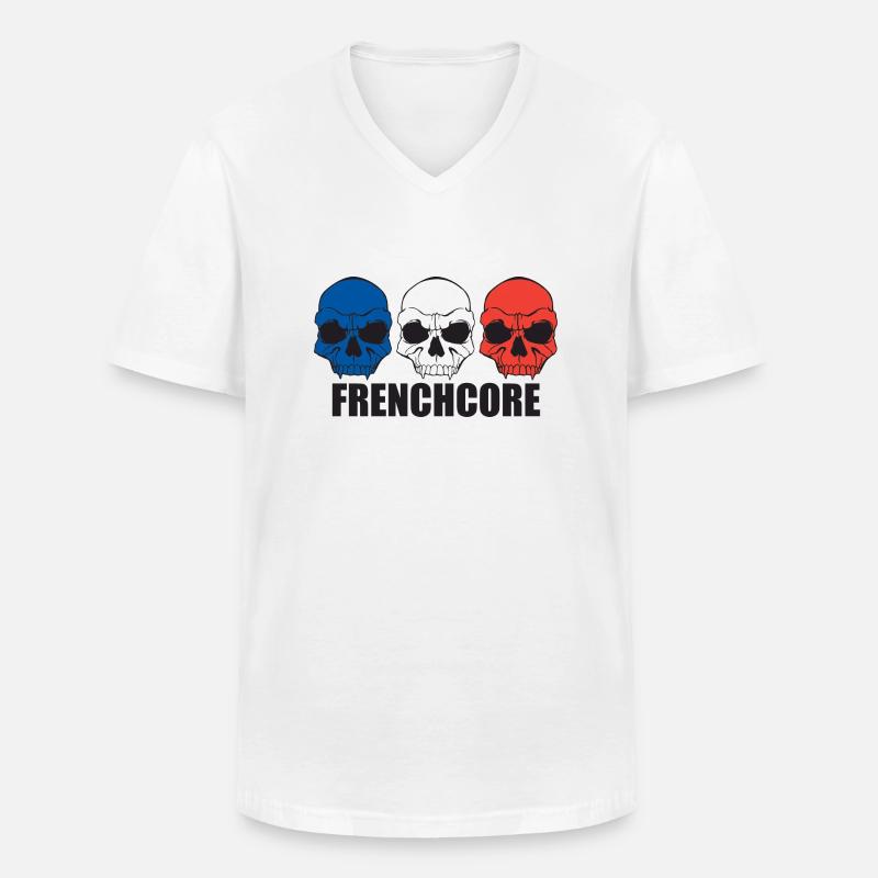 Frenchcore - Männer-T-Shirt mit V-Ausschnitt - Weiß