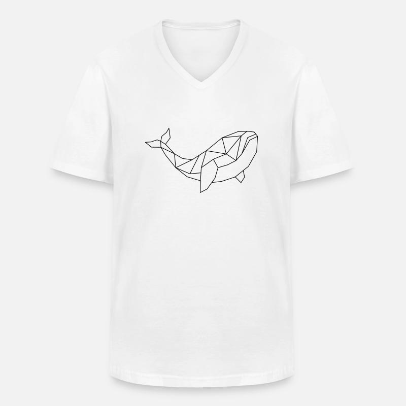 Balena geometrica - Maglietta da uomo classica con scollo a V - bianco
