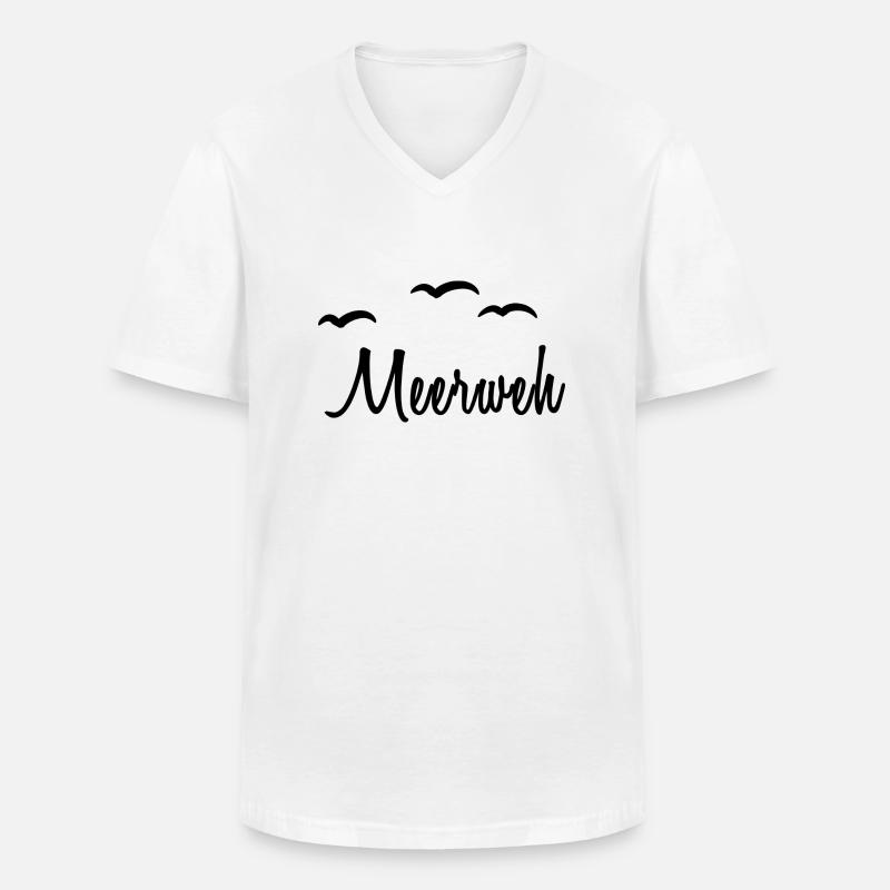 Meerweh - Männer-T-Shirt mit V-Ausschnitt - Weiß