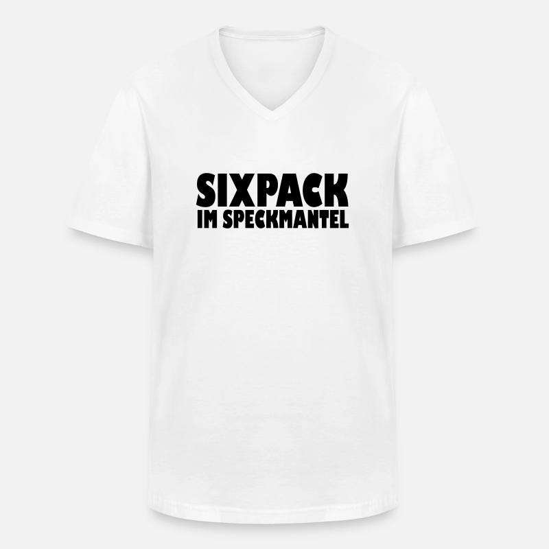 Sixpack im Speckmantel - Männer-T-Shirt mit V-Ausschnitt - Weiß