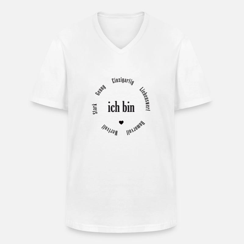 ich bin - Männer-T-Shirt mit V-Ausschnitt - Weiß