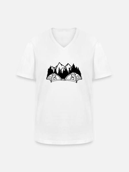 Mountain campers live outside - Men's V-Neck T-Shirt - white
