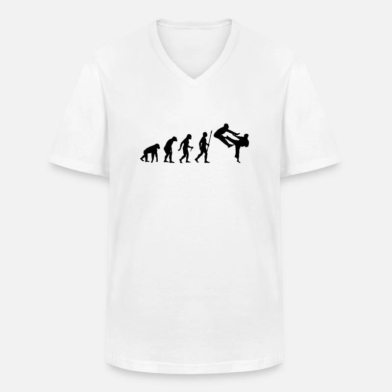 FUNNY KARATE EVOLUTION - Men's V-Neck T-Shirt - white