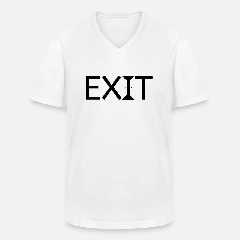 Exit - Männer-T-Shirt mit V-Ausschnitt - Weiß
